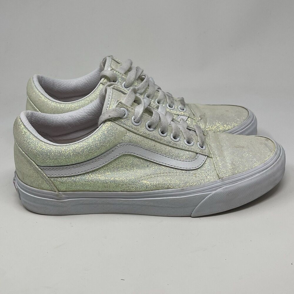 Vans UV Glitter Shoes Womens 9 Iridescent Yellow Pink Sneakers Unisex Wedding